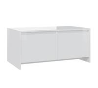 QZZCED Table d'appoint, table d'appoint, table de salon, table basse, blanc brillant, 90 x 50 x 41,5 cm, en matériau dérivé du bois, pour bureau, cuisine, bureau