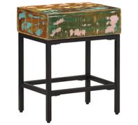 QZZCED Table d'appoint vintage en bois massif recyclé avec structure en fer et fonction présentoir, style rustique et durable pour décoration de maison