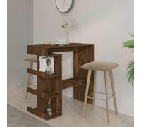 QZZCED Table de bar avec étagère en bois de chêne fumé Table à manger polyvalente pour cuisine 100 x 50 x 101,5 cm
