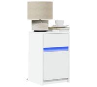 QZZCED Table de chevet avec lumières LED - En bois blanc - Table de chevet pour pièces à vivre