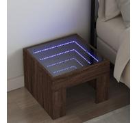 QZZCED Table de chevet avec miroir LED infini et lumières RVB, table en bois d'ingénierie stable et résistante pour décoration de maison, surface lisse et durable, réglage des modes