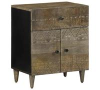 QZZCED Table de chevet, gris clair, commode de chevet, meuble de nuit, pour pièces à vivre, 50 x 33 x 60 cm, bois massif de mangue