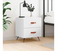 QZZCED Table de chevet moderne avec tiroirs, étagère ouverte et pieds en métal pour chambre | Meuble de rangement auxiliaire en bois contreplaqué résistant à l'humidité