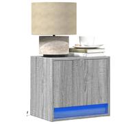 QZZCED Table de chevet murale avec lumières LED RVB, 1 tiroir de rangement, bois d'ingénierie robuste, économie d'espace, contrôle des modes et luminosité, installation facile