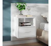 QZZCED Table de chevet murale - Blanc brillant - Table de chevet pour les pièces à vivre