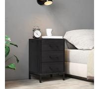 QZZCED Table de chevet vintage en bois de pin recyclé avec tiroirs et pieds en métal, meuble d'appoint de rangement pour chambre de style industriel et résistant