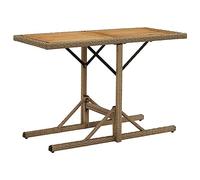 QZZCED Table de jardin beige en bois massif d'acacia et rotin synthétique pour balcon, table à manger, jardin, salon, patio, table d'extérieur pour jardins, terrasses, balcons