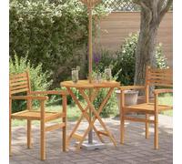 QZZCED Table de jardin pliante en bois massif d'eucalyptus Ø60 x 75 cm pour extérieur résistante et facile à nettoyer avec finition à l'huile pour salle à manger et activités de plein air