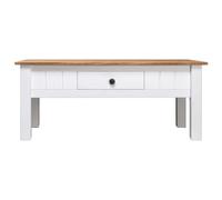 QZZCED Table de salon - Table basse - Blanc - 100 x 60 x 45 cm - Pin Panama massif - Pour bureau, cuisine, bureau