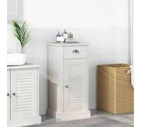 QZZCED Vigo Armoire de salle de bain avec tiroir Blanc 37,5 x 34 x 80 cm, en bois de pin massif, structure solide, rangement réglable, portes à charnières, design moderne et fonctionnel