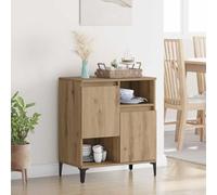 QZZCED Vitrine en chêne Artisan Buffet classique avec 4 compartiments, armoire de rangement et étagère décorative 60 x 35 x 70 cm Bois contreplaqué