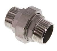 R 1 1/2'' Acier inoxydable Embout double 3 pièces avec joint conique 16 Bar