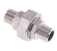 R 1/2'' Acier inoxydable Embout double 3-pièces avec joint conique 16 Bar