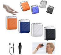 R-12 Lot de 4 rasoirs électriques pour bagages, rasoir à barbe mini et portable, mini rasoir électrique portable, rechargeable par USB, un seul bouton, longue durée pour la maison et les voyages