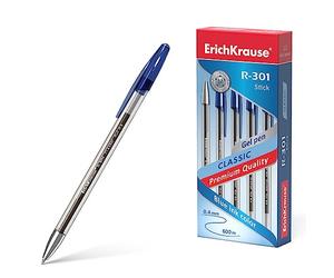 R-301 Classic Lot de 12 stylos gel 0,4 mm Bleu - Écriture facile et douce - Forme fine et transparente - Stylo à bille gel - Pour l'école et les fournitures de bureau - Non lubrifiant