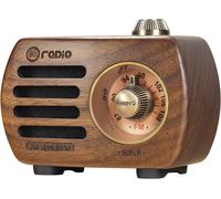 R-818 Radio Portable Rechargeable, Poste Radio Vintage En Bois De Noyer 100% Support Radio Fm Et Prise Aux, Bluetooth 5.0 Mini Radio Portable Au Son Et À La Basse Hd