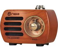 R-818 Radio Portable Rechargeable,Poste Radio Vintage en Bois de Noyer 100% Support Radio FM et Prise AUX,Bluetooth 5.0 Mini Radio