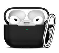 R-fun AirPods Pro 2nd et 1st Generation Case Cover with Keychain, Full Protective Silicone Skin Accessories for Women Men with Apple AirPods Pro 2022/2019 Charging Case,Front LED Visible-Noir