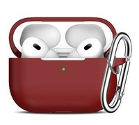 R-fun AirPods Pro 2nd et 1st Generation Case Cover with Keychain, Full Protective Silicone Skin Accessories for Women Men with Apple AirPods Pro 2022/2019 Charging Case,Front LED Visible-Vin Rouge
