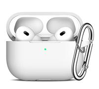 R-fun AirPods Pro 2nd et 1st Generation Case Cover with Keychain, Full Protective Silicone Skin Accessories for Women Men with Apple AirPods Pro 2022/2019 Charging Case,Front LED Visible-Blanc
