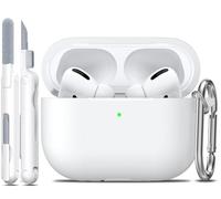 R-fun Airpods Pro Cas de avec Porte - clés Protection Complète Silicone Skin Accessoires pour Les Femmes Hommes Filles Apple 2019 Dernier Cas Professionnel Airpods Pro,Blanc