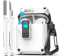 R - Fun Compatible airpods 2ème génération / 1ère génération Couvercle du boîtier, Pop up Cover Voiture Protection complète Compatible airpods Cas avec kit de Nettoyage et Porte - clés,Blanc