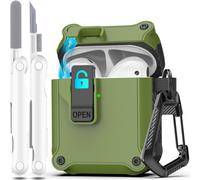R - Fun Compatible airpods 2ème génération / 1ère génération Couvercle du boîtier, Pop up Cover Voiture Protection complète Compatible airpods Cas avec kit de Nettoyage et Porte - clés,Vert Noir