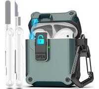 R - Fun Compatible airpods 2ème génération / 1ère génération Couvercle du boîtier, Pop up Cover Voiture Protection complète Compatible airpods Cas avec kit de Nettoyage et Porte - clés,Vert pin