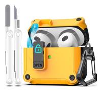 R-fun Compatible avec AirPods 3rd Generation 2021 Charging Case Cover, Full Drop Protection Auto Pop-Up Lid Compatible with Apple Airpod 3 Gen Case with Cleaner Kit & Keychain,Orange