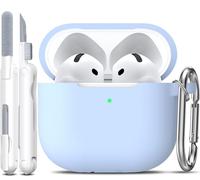 R-fun Compatible avec Airpods 4ème étui avec kit de Nettoyage, étui en Silicone Souple avec Porte-clés, étui de Protection Complet Compatible avec Les Derniers Airpods 4ème d'Apple,Bleu Ciel