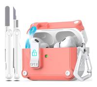 R-fun Compatible avec AirPods Pro 2 gen (Auto Pop-up Cover) avec kit de Nettoyage, pour Airpods Pro 2/1 gen (2023/2022/2019), pour Airpods Pro Case (USB-C/Lightning),Blanc/Pêche Rose