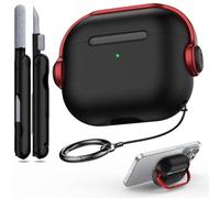 R-fun Compatible avec Les Airpods 3e gén avec étui de Verrouillage sécurisé, étui de Protection pour écouteurs de Musique avec kit de Nettoyage Compatible avec Les étuis Airpods 3 2021,Noir et Rouge