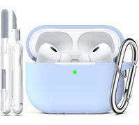 R-fun Compatible avec l'étui AirPods Pro 2ème/1ère génération avec kit de Nettoyage, Silicone de Protection complète pour Apple AirPods Pro 2ème/1ère Charging Case [LED anteriore visibile],Bleu Ciel
