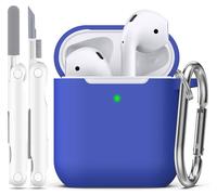 R-fun Coque AirPods 2e génération 2019, 1 gén 2016 Case avec kit de Nettoyage et Porte-clés, Protection en Silicone Souple pour étui Apple AirPods Coque, Bleu