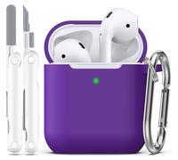 R-fun Coque AirPods 2e génération 2019, 1 gén 2016 Case avec kit de Nettoyage et Porte-clés, Protection en Silicone Souple pour étui Apple AirPods Coque, Violet
