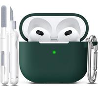 R-fun Coque pour AirPods 3e génération avec kit de Nettoyage,Étui pour Airpods 3 gen, Coque de Protection en Silicone Souple pour Apple AirPods 3 2021,Vert forêt