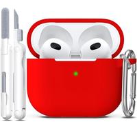 R-fun Coque pour AirPods 3e génération avec kit de Nettoyage,Étui pour Airpods 3 gen, Coque de Protection en Silicone Souple pour Apple AirPods 3 2021,Rouge