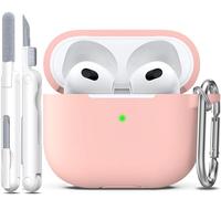 R-fun Coque pour AirPods 3e génération avec kit de Nettoyage,Étui pour Airpods 3 gen, Coque de Protection en Silicone Souple pour Apple AirPods 3 2021,Rose Sable