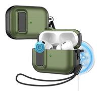 R-fun Coque pour AirPods Pro 2e/1ère génération (2023/2022/2019) avec Verrouillage de sécurité, Compatible avec Airpods Pro 2 (câble USB-C/Lightning), Coque de Protection avec kit de Nettoyage, Vert