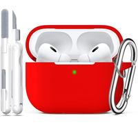 R-fun Coque pour AirPods Pro 2ème/1ère génération avec kit de Nettoyage, Protection complète en Silicone pour Apple AirPods Pro 2023/2022/2019, étui de Chargement [LED Avant Visible],Rouge