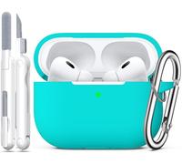 R-fun Coque pour AirPods Pro 2ème/1ère génération avec kit de Nettoyage, Protection complète en Silicone pour Apple AirPods Pro 2023/2022/2019, étui de Chargement [LED Avant Visible],Turquoise