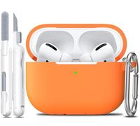 R-fun Coque pour AirPods Pro 2ème/1ère génération avec kit de Nettoyage, Protection complète en Silicone pour Apple AirPods Pro 2023/2022/2019, étui de Chargement [LED Avant Visible],Orange