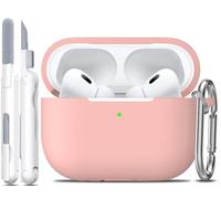 R-fun Coque pour AirPods Pro 2ème/1ère génération avec kit de Nettoyage, Protection complète en Silicone pour Apple AirPods Pro 2023/2022/2019, étui de Chargement [LED Avant Visible],Rose Sable