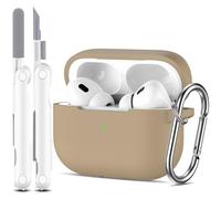 R-fun Coque pour AirPods Pro 2ème/1ère génération avec kit de Nettoyage, Protection complète en Silicone pour Apple AirPods Pro 2023/2022/2019, étui de Chargement [LED Avant Visible],Thé au Lait