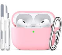 R-fun Coque pour AirPods Pro 2ème/1ère génération avec kit de Nettoyage, Protection complète en Silicone pour Apple AirPods Pro 2023/2022/2019, étui de Chargement [LED Avant Visible],Rose