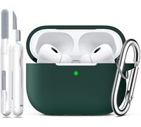 R-fun Coque pour AirPods Pro 2ème/1ère génération avec kit de Nettoyage, Protection complète en Silicone pour Apple AirPods Pro 2023/2022/2019, étui de Chargement [LED Avant Visible],forêt Verte