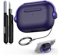 R-fun Étui Compatible avec Apple Airpods Pro (2023/2022/2019, 2e/1re génération), câble USB-C/Lightning, étui pour Casque de Musique avec verrou de sécurité et kit de Nettoyage,Violet