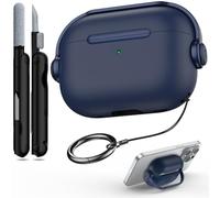 R-fun Étui Compatible avec Apple Airpods Pro (2023/2022/2019, 2e/1re génération), câble USB-C/Lightning, étui pour Casque de Musique avec verrou de sécurité et kit de Nettoyage,Bleu Marine