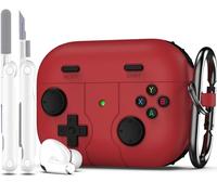 R-fun Étui Compatible avec Apple Airpods Pro (2023/2022/2019, 2e/1re génération), câble USB-C/Lightning avec kit de Nettoyage, Design Classique pour Consoles de Jeux Portables,Rouge