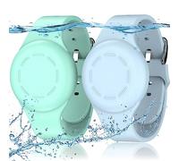 R-fun Lot de 2 Bracelets étanches pour Enfants compatibles avec Apple Air Tag Tracker avec Silicone Souple, Coque Anti-Perte pour Enfants, Vert Menthe/Bleu Clair